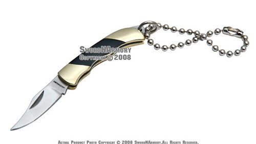 Kerry Horn Black Handle Key Chain Pocket Folding Knife