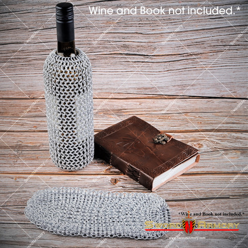 Medieval Style Aluminum Chainmail Wine Bottle Holder Koozie