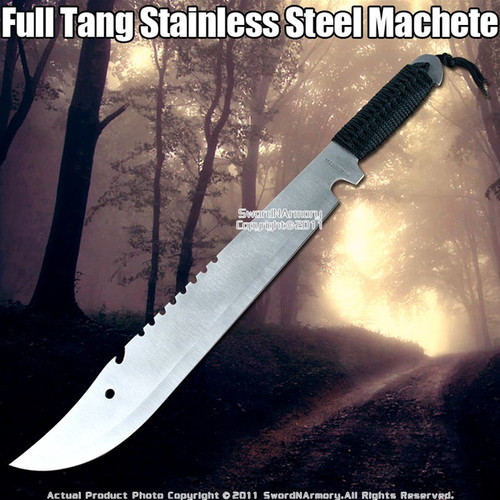 Full Tang Jungle Machete Camping Sword w/ Sheath Serrated