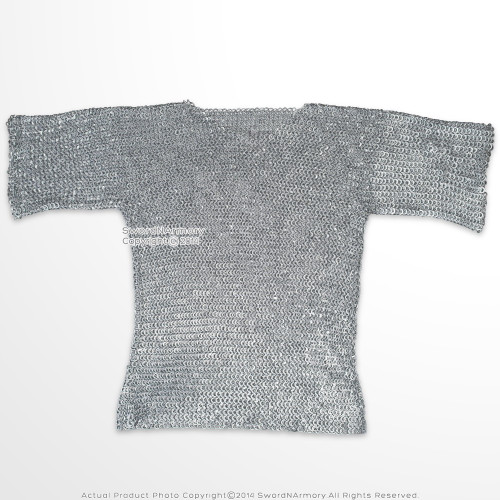 Medieval Aluminum Chainmail Shirt Haubergeon Flat Ring Round Riveted LARP Medieval Aluminum Chainmail Shirt Haubergeon Flat Ring Round Riveted LARP