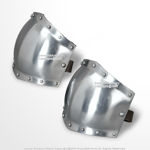Medieval 18G Steel Body Armor Type B Elbow Protector with Leather Lining LARP