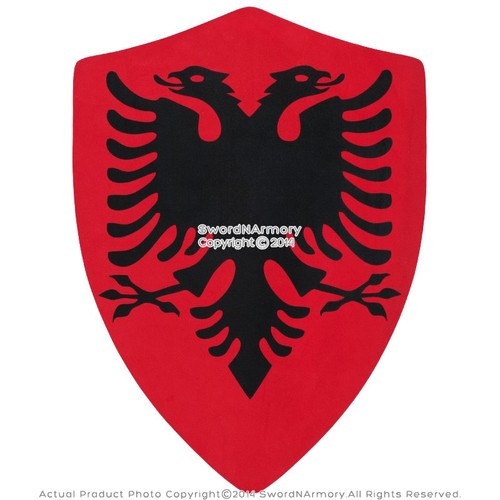Medieval Crusader Knight German Twin Eagle Foam Shield Red w/ Hook and Loop Straps LARP