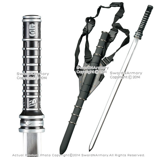 34" Fantasy Sword of Vampire Warrior Straight Blade Katana w/ Back Strap Scabbard