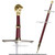 Red Medieval Templar Knight Crusader Princes Peter Sword with Lion Head Handle