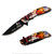 8” Spring Assisted 3D Joker Orange Handle Black Blade Folding Pocket Knife