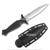 9" Dagger Fixed Blade Knife Hard Sheath 3CR13 Stainless Steel Stone Washed Black Silver