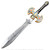 Munetoshi 25" Medieval Floral Crusader Foam Sword Engraved Blade Golden Hilt