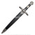 17" Medieval Celtic Dagger w/ Black Leather Wrapped Wolf Head Hilt and Green Gem