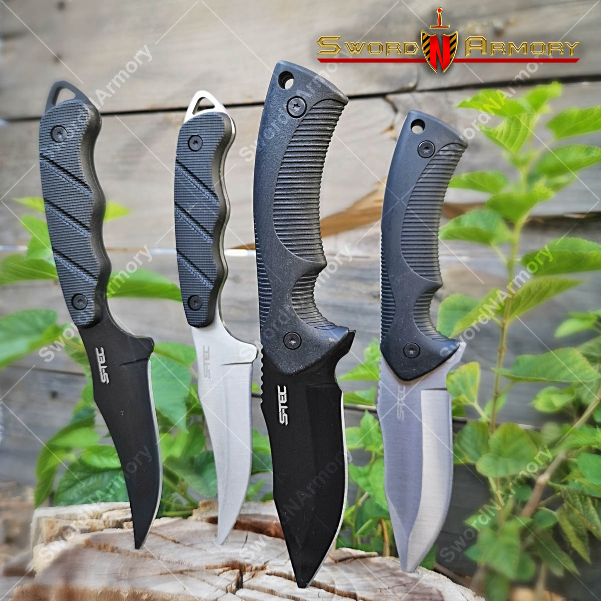 9 Fixed Blade Tactical Hunting Knife with ABS Belt Loop Holster