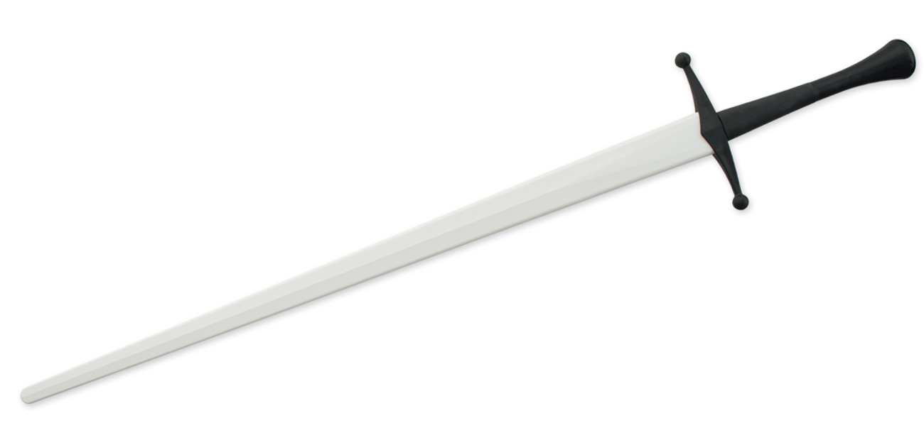 Synthetic Bastard Sparring Sword - White Blade w/ Black Hilt by