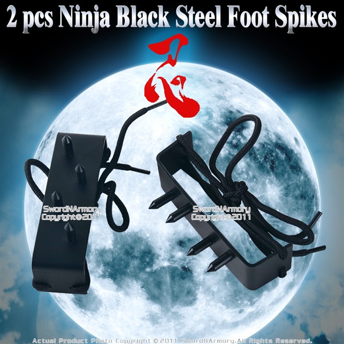 武具 sko 2 pcs Ninja Climbing Gear Black Steel Foot Spikes Claw Shinobi