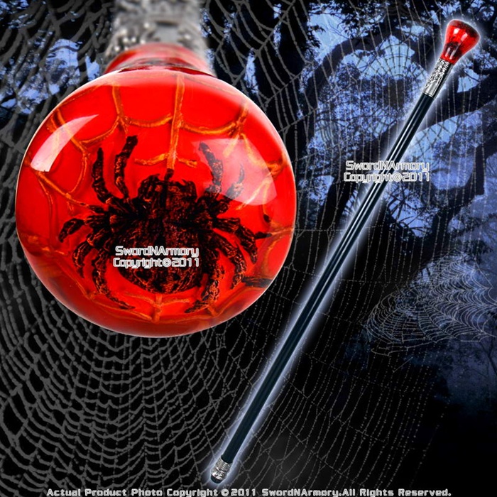 1F オリムピック スパイダースティック 56FB Spider Stick Glass Head Spider Gentleman Walking Stick Steel Cane