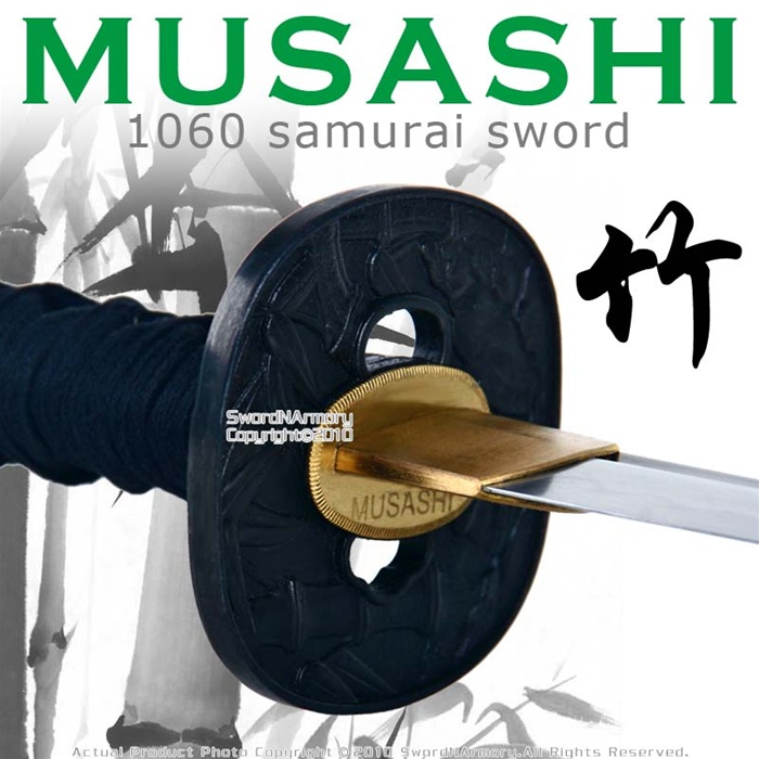 Handmade Musashi 1060 Katana Samurai Sword Bamboo Black