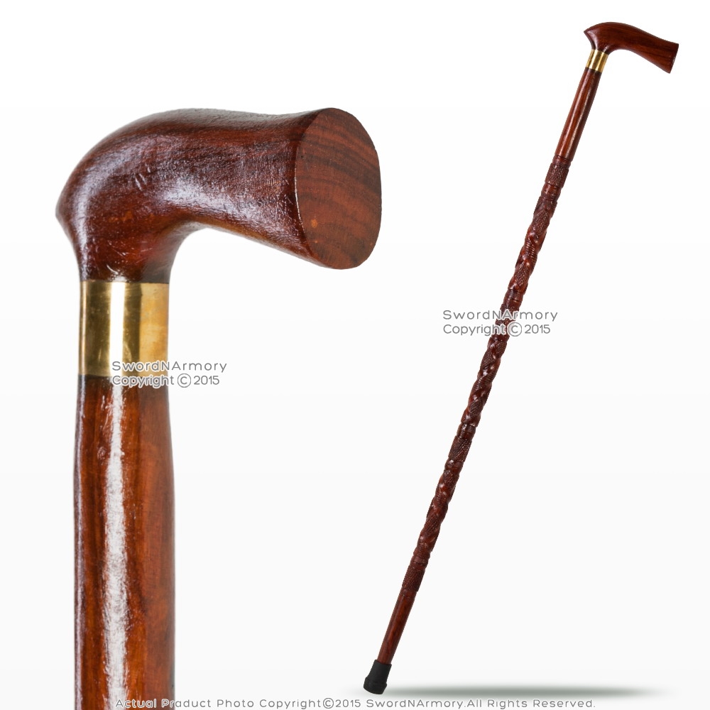 tobacco cane ANTIQUE WOOD RUSSELL BROS SELLS HIGHER CANE, NEW TAZEWELL, TENN Crook extra long cane w/scorched
