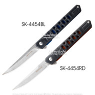 8" Thin Blade Spring Assist Folding Pocket Knife 3CR13 Stainless Steel Red Blue