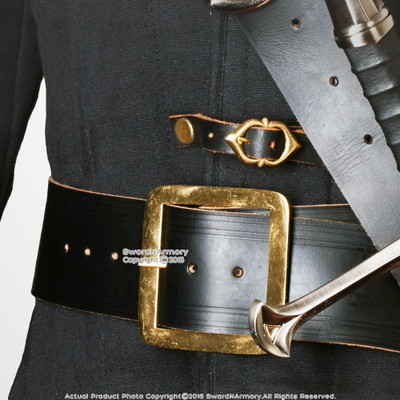 Medieval leather LARP renaissance western belt brass buckle equestrian women M Handmade Leather Medieval Belt: Larp Cosplay Accessory  main image 2