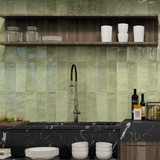 Marrakesh Olive Green Zellige Effect Tiles (10x30cm)