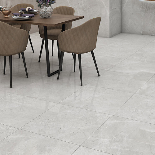 Plazzo Grey Polished Stone Effect Tiles (60x60cm)