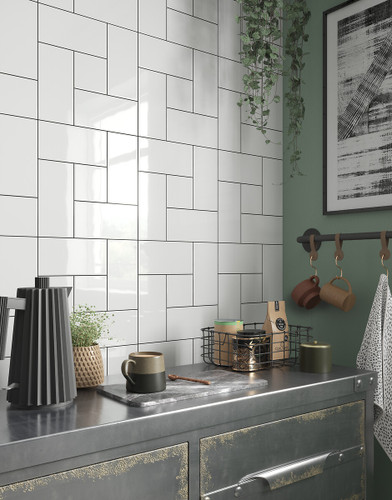 Matrix Diamond White Gloss Wall Tiles (9.8x19.8cm)