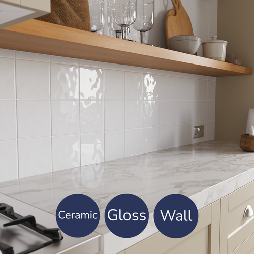 Bumpy White Gloss Wall Tiles (15x15cm)