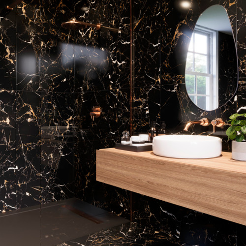 Black Marble Golden Bordeaux Polished Wall & Floor Tile (60x120cm)