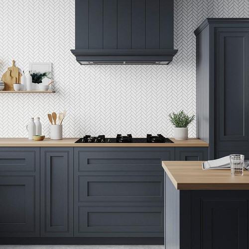 Reno Herringbone White Mosaic Tile (24.8x32cm)