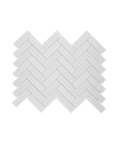 Reno Herringbone White Mosaic Tile (24.8x32cm) [Full Size Sample]