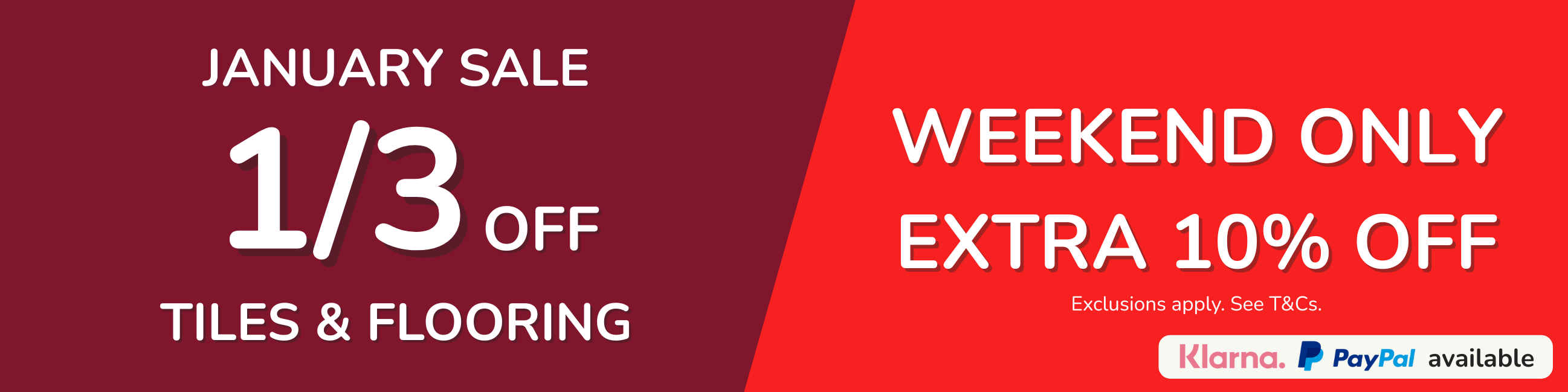 New Year Sale 1/3 Off All Tiles & Flooring