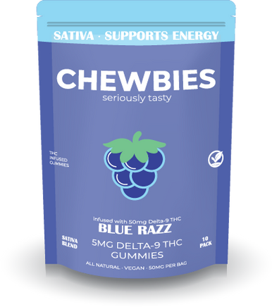 Chewbies | Blue Razz | 5mg Delta-9 THC Gummies | 10 Count