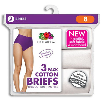 Fruit of the Loom Women's Tag-Free Briefs - Size 8 Extra Large