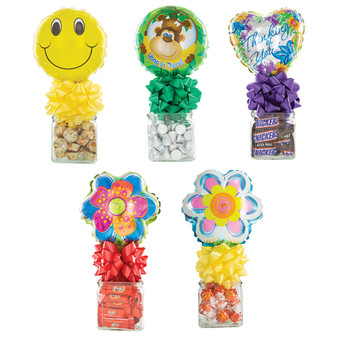 Get Well Soon Kelliloons Gift Set -  Glass Cube with Assorted Chocolate