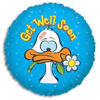 Get Well Soon Duck with Flower Mylar Balloon