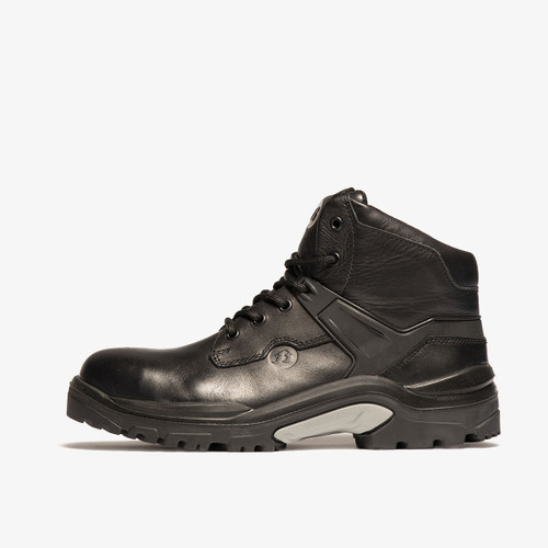De Bata Industrials Enduro PWR311 veiligheidsschoen, zijaanzicht. Hoog model, zwart.