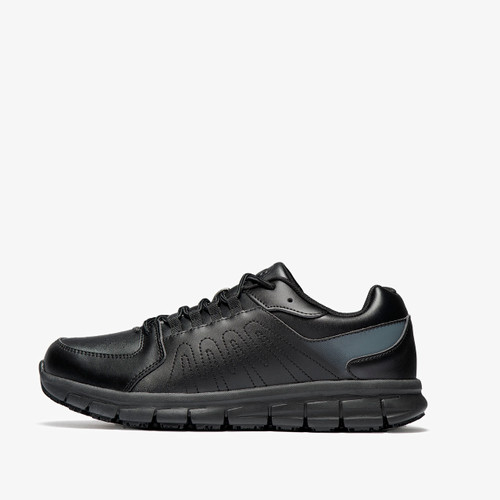 De Bata Industrials Charge werksneakers, zijaanzicht. Laag model, zwart.