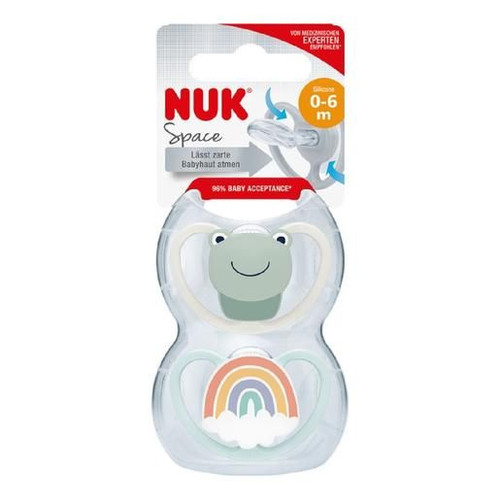 CHUPETE SILICONA NUK SPACE 0 - 6 MESES 2 UNIDADES RANA
