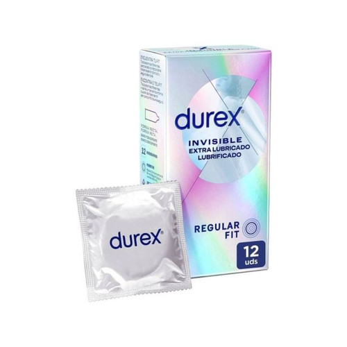 Durex invisible extra lubricado regular fit 12 U