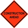 Cortina 48" x 48" SuperBright Reflective Roll-Up Sign with Lexan Pockets and Ribsets - Construction Ahead