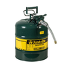 5 Gallon, 5/8" Metal Hose, Steel Safety Can for Oil, Type II, AccuFlow™, Green - 7250420