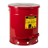 14 Gallon, Oily Waste Can, Hands-Free, Self-Closing Cover, SoundGard™, Red - 09508