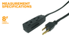 Woods CORD SET, 16/3 8' SPT-2 BLACK 3 OUTLET 10/BX