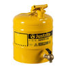 5 Gallon Steel Safety Can for Laboratories, Type I, Bottom Brass Flow-Control Faucet, Yellow - 7150240
