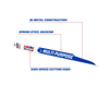 LENOX General Purpose Reciprocating Saw Blade With Power Blast Technology, Bi-Metal, 12-Inch, 10/14 TPi, 25/Pk, Model: