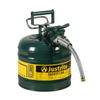 2 Gallon, 5/8" Metal Hose, Steel Safety Can for Oil, Type II, AccuFlow™, Green - 7220420