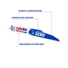 LENOX Demolition Reciprocating Saw Blade With Power Blast Technology, Bi-Metal, 9-Inch, 6 TPi, 5/Pk