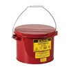 6 Quart Steel Swab Pail, Perforated Dasher Plate, Hinged Cover, Red - 10471