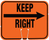 Cone Sign - Keep Right w/Arrow (black on orange) Single-Sided