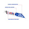 LENOX General Purpose Reciprocating Saw Blade With Power Blast Technology, Bi-Metal, 6-Inch, 10/14 TPi, 5/Pk