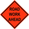 Cortina 48" x 48" SuperBright Reflective Roll-Up Sign with Lexan Pockets and Ribsets - Road Work Ahead & Folding Flags