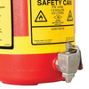1 Gallon, Oval Polyethylene Safety Shelf Can, Stainless Steel Hardware, Bottom Self-Close S/S Faucet, Red - 14169