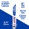 LENOX General Purpose Reciprocating Saw Blade With Power Blast Technology, Bi-Metal, 6-Inch, 10/14 TPi, 2/Pk